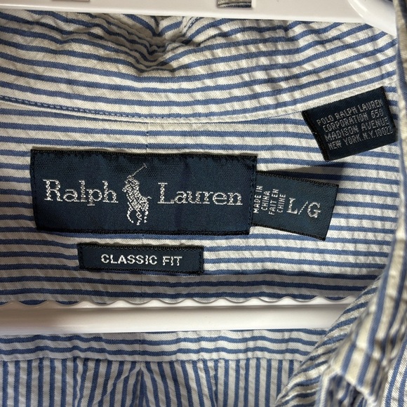 Polo by Ralph Lauren Men's Navy and White Striped Shirt - Picture 2 of 5